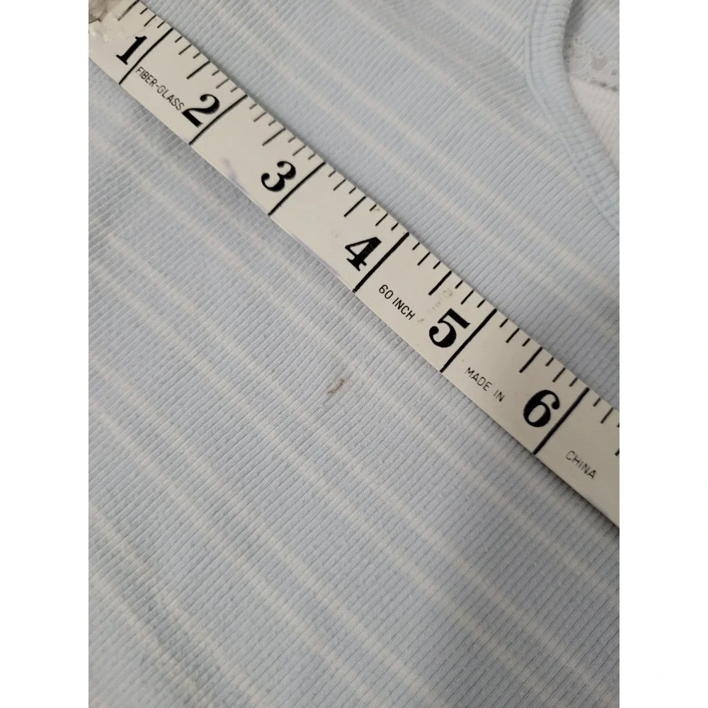 Abercrombie Kids Girls 9/10 Blue Striped Lace Trim Short Sleeve Top Y2K